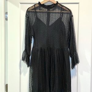 Little black dress with see through lace